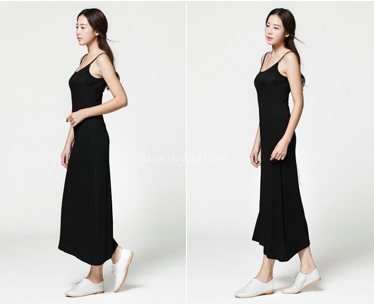 Women Cami Full Slip Plain Long Loose Dresses Camisole Liner Under dress
