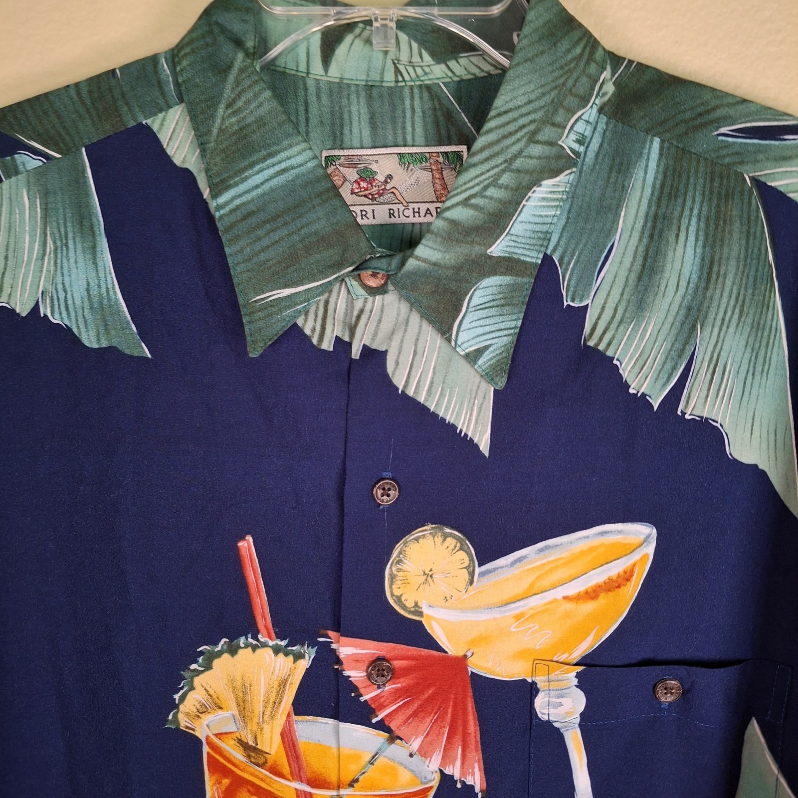Vintage 1990s Tori Richard Mens XL Shirt Cocktails Martini Viscose Hawaiian USA