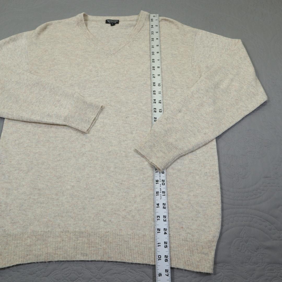 Cashmere Sweater Womens Large Beige V Neck Cashmere Handmade Nepal Soft Speckled