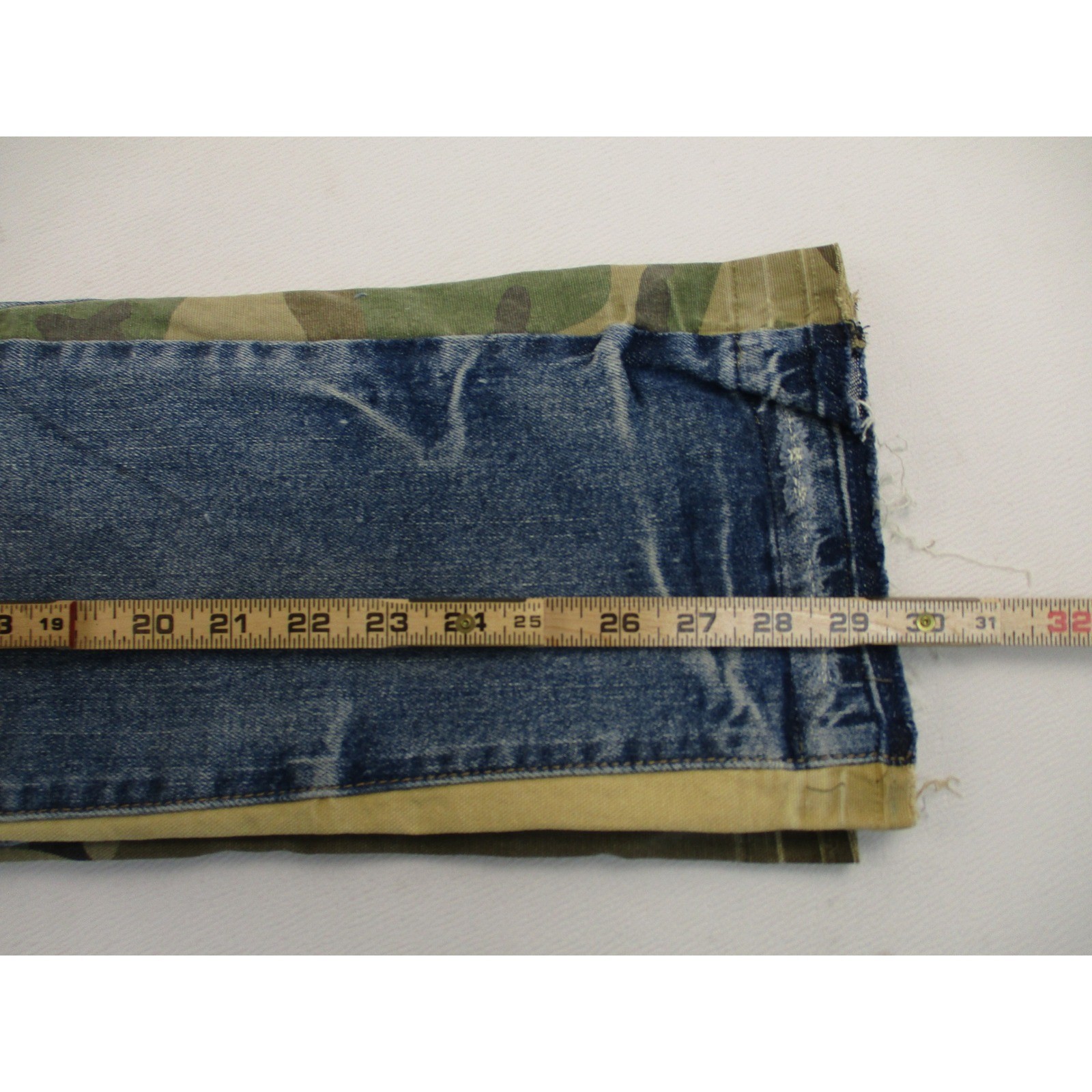 First Row Jeans Mens 36 Blue Slim Straight Distressed Patchwork Camo Utility