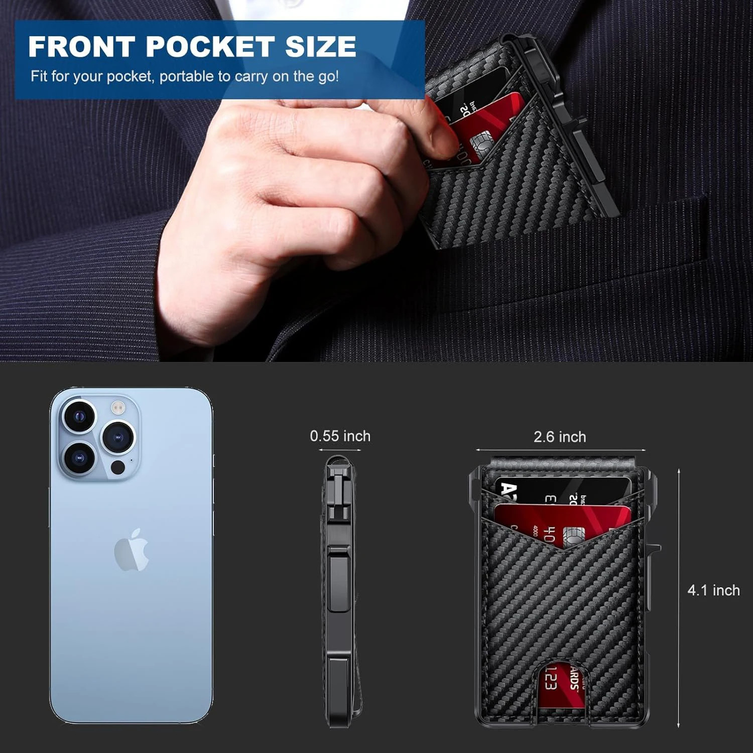 Wallet Credit Card Rfid Blocking Mens Leather Slim Cards Money Holder Pocket