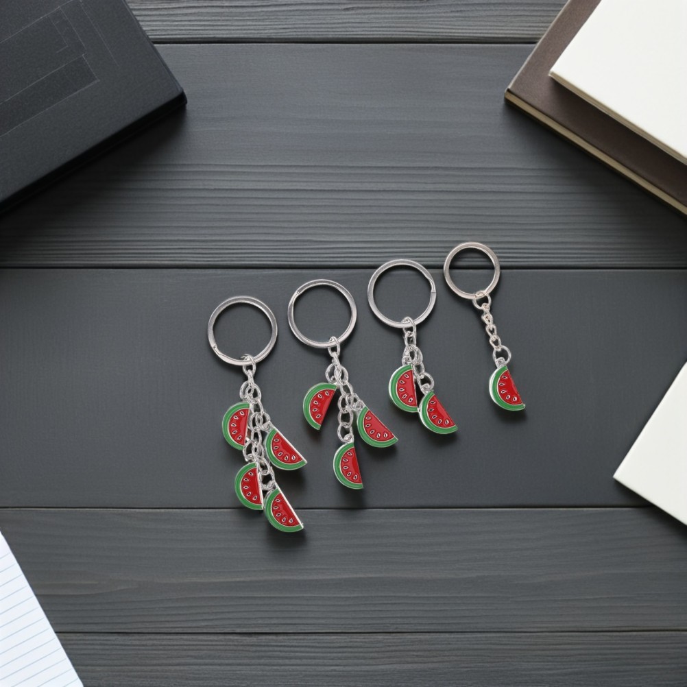 4Pcs Reusable Watermelon Slice Keychain Red Zinc Alloy Bag Charm Accessories