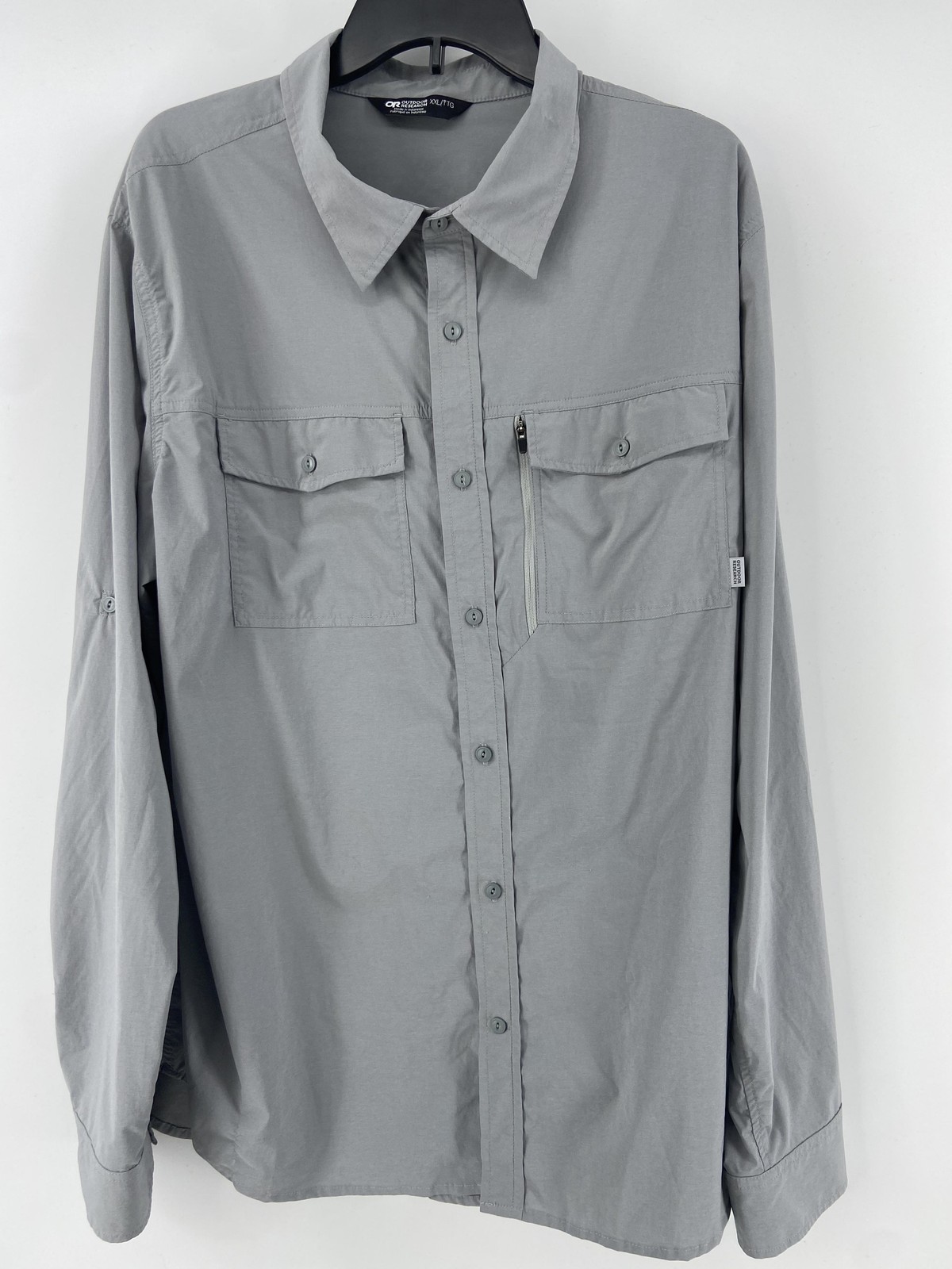 Outdoor Research Shirt Mens 2XL Gray Way Station Hiking Outdoor Roll Sleeve
