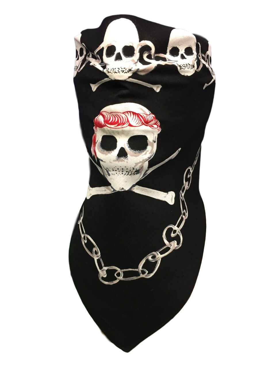 VELCRO®Brand ADJUSTABLE SKULL PIRATE REVERSIBLE FACE BIKER MASK NECK BANDANA