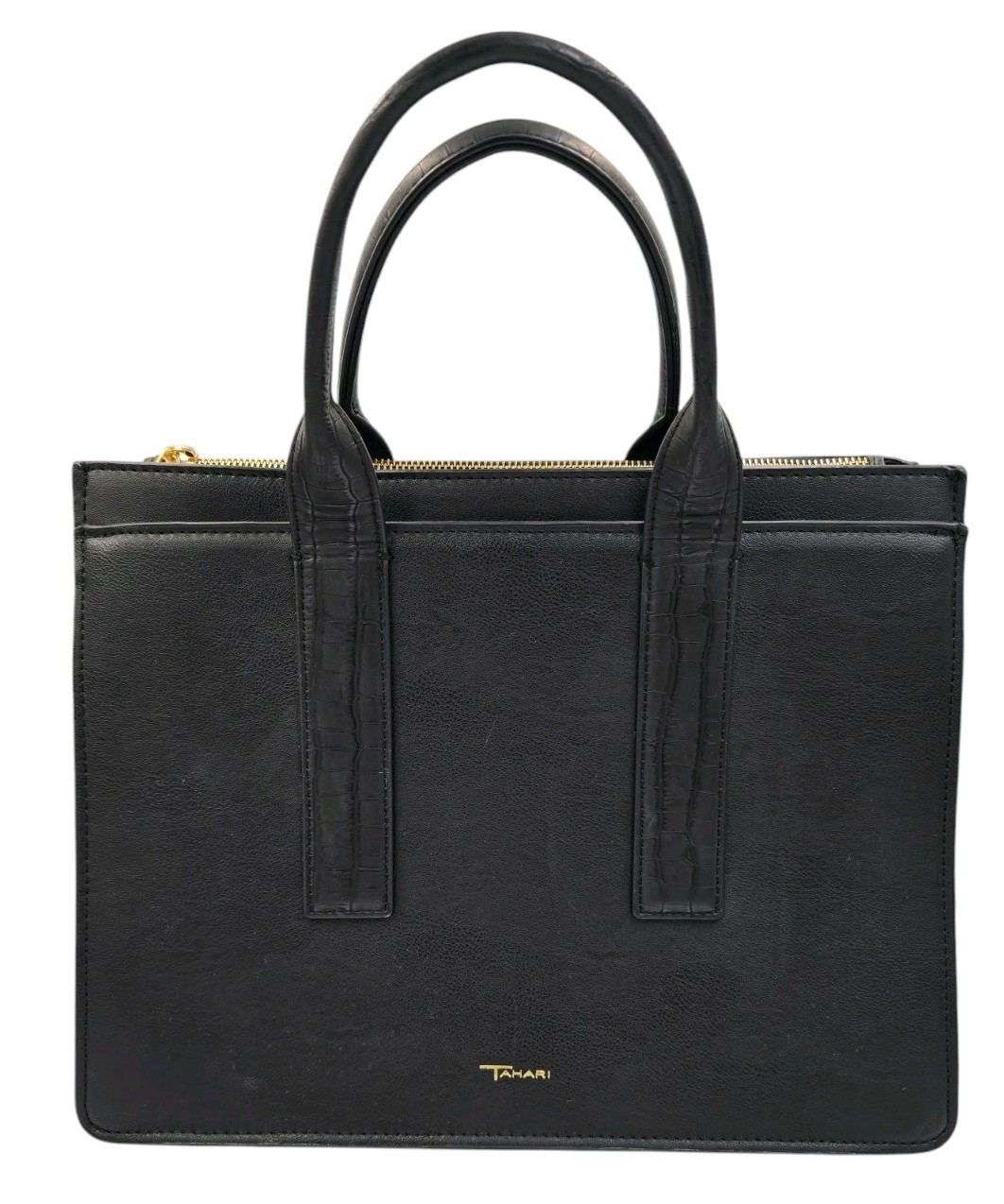 Large Tahari Double Handle Purse Tote Bag 13.5″x10.25″x6″ Black Very HTF RARE