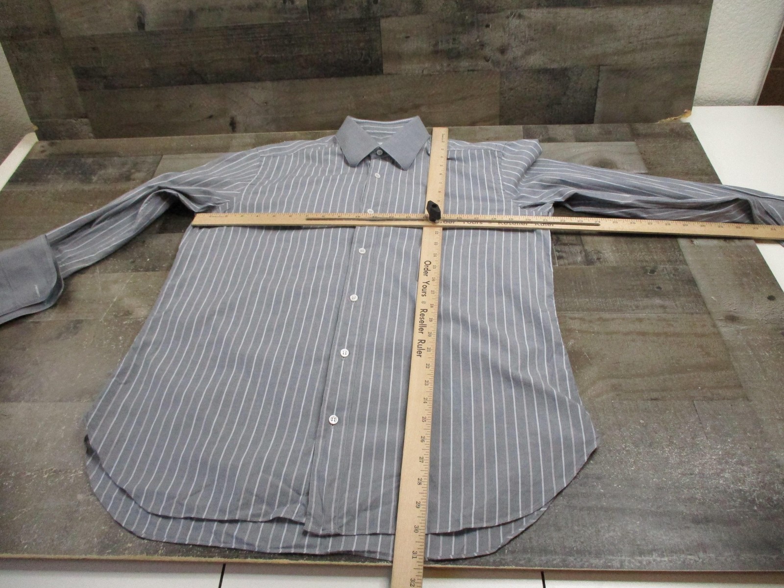 Brioni Neiman Marcus Shirt Mens 15 Medium Gray Pinstripe French Cuff Made Italy
