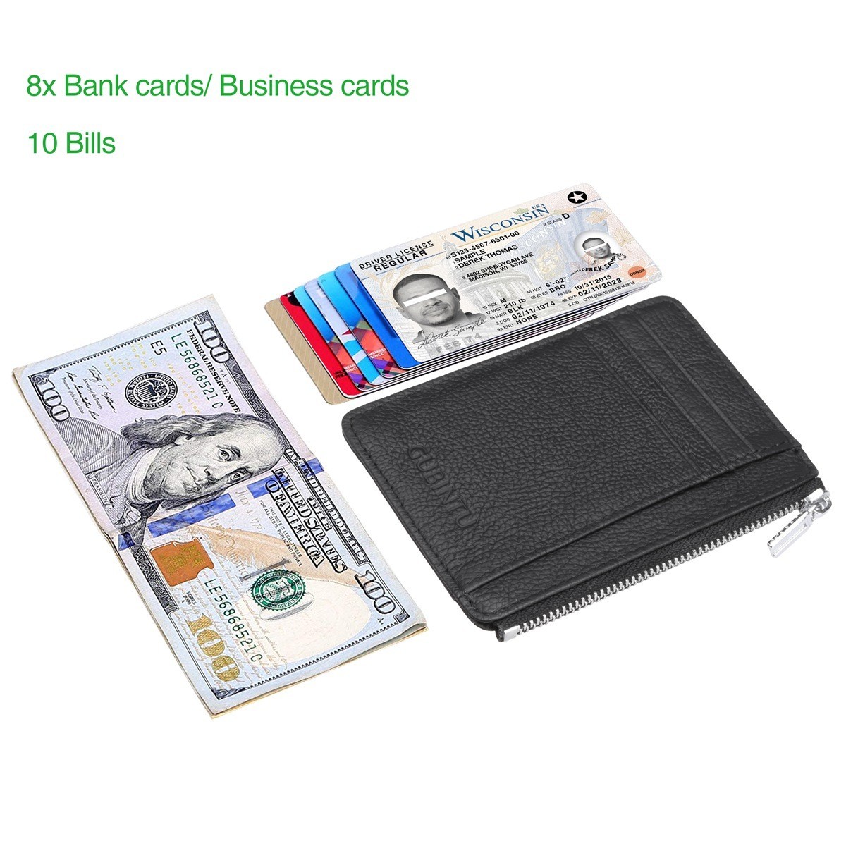 100% Genuine Leather Slim Card Holder Wallets For Men – Minimalist RFID Blocking