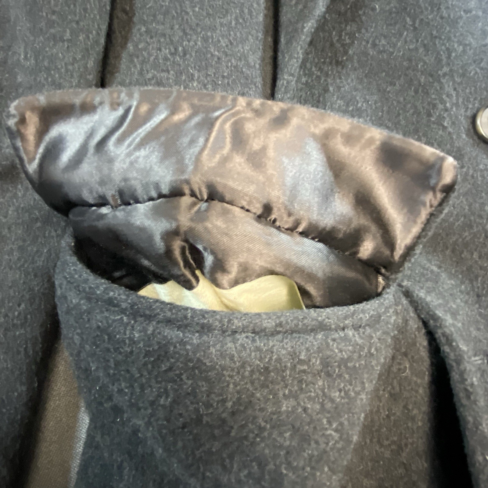 EVAN PICONE Double Breasted Full Length WOOL Blend Men’s Coat w/ SATIN Liner