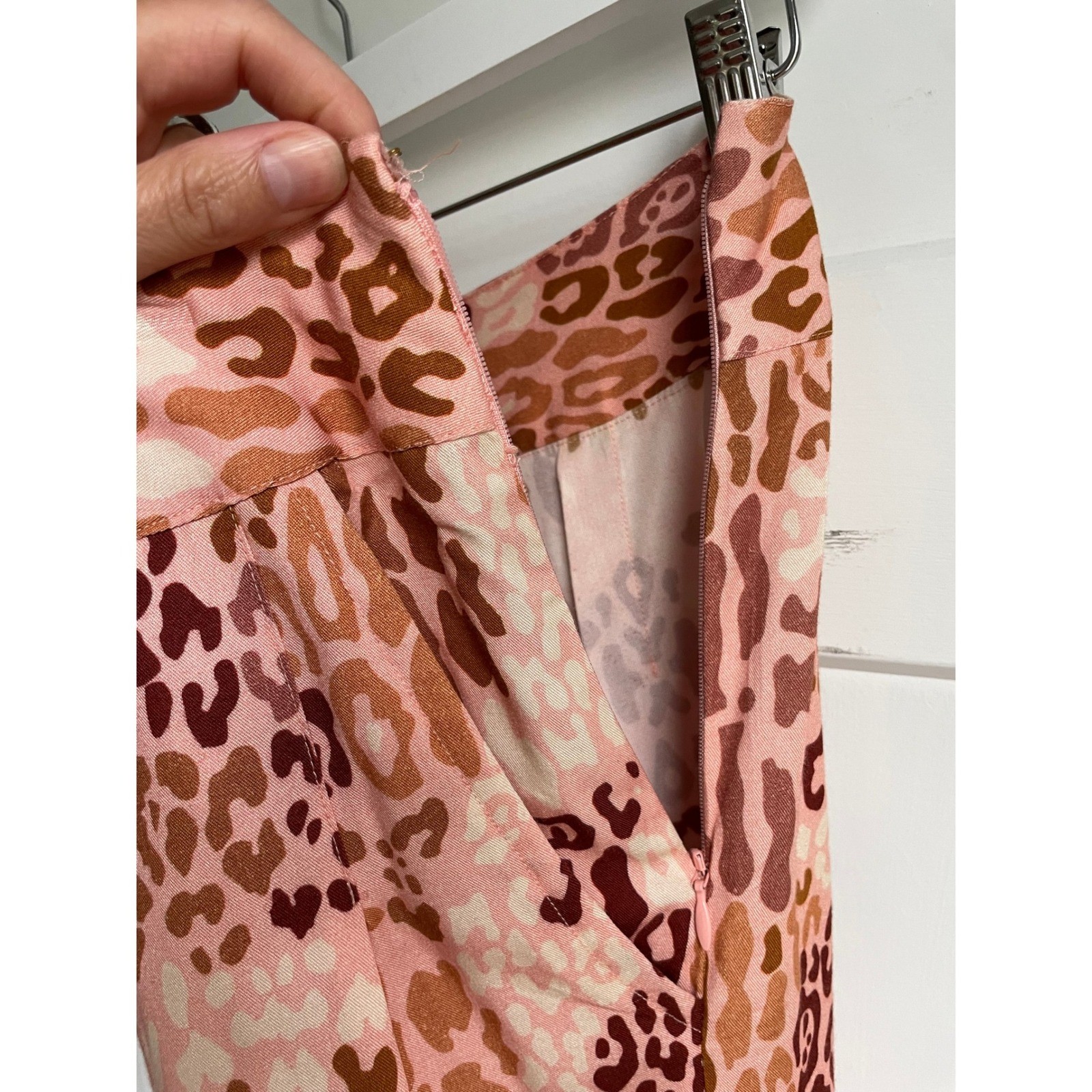Carolina K Pink Leopard Wide Leg Palazzo Pants Size S Resort Flowy Boho Luxury