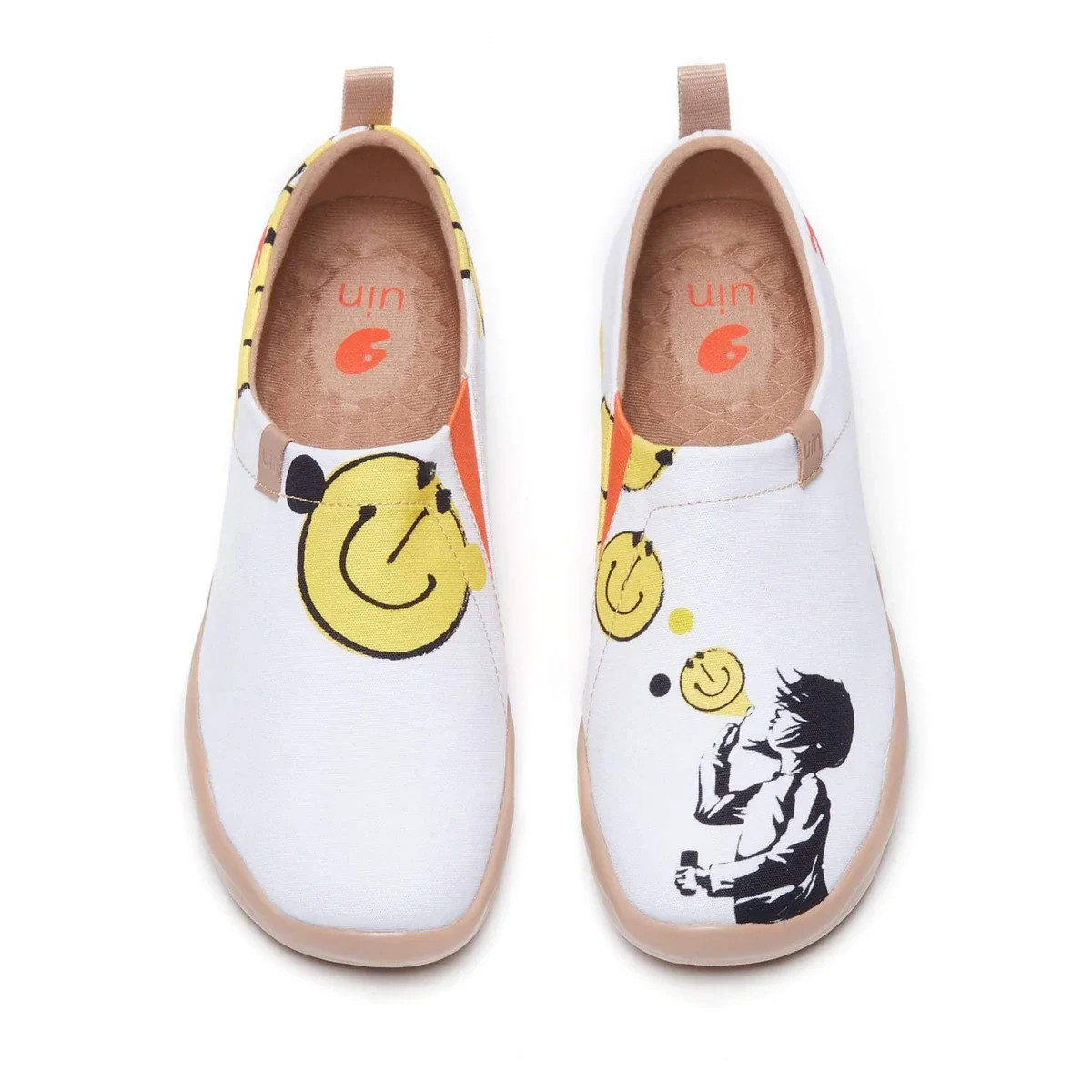 Women Size 5-11 UIN Slip On Shoes Canvas Comfortable Loafers “Popping Hapiness”
