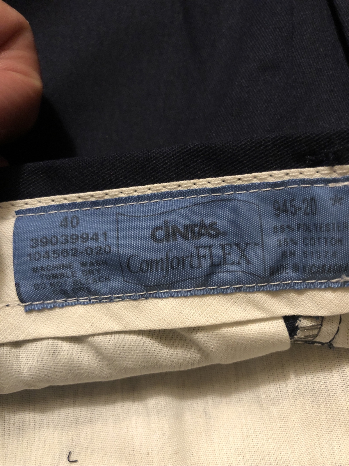 3 Cintas Comfort Flex Navy Blue Work Pants Size 40×30 #945-20 Very Comfortable