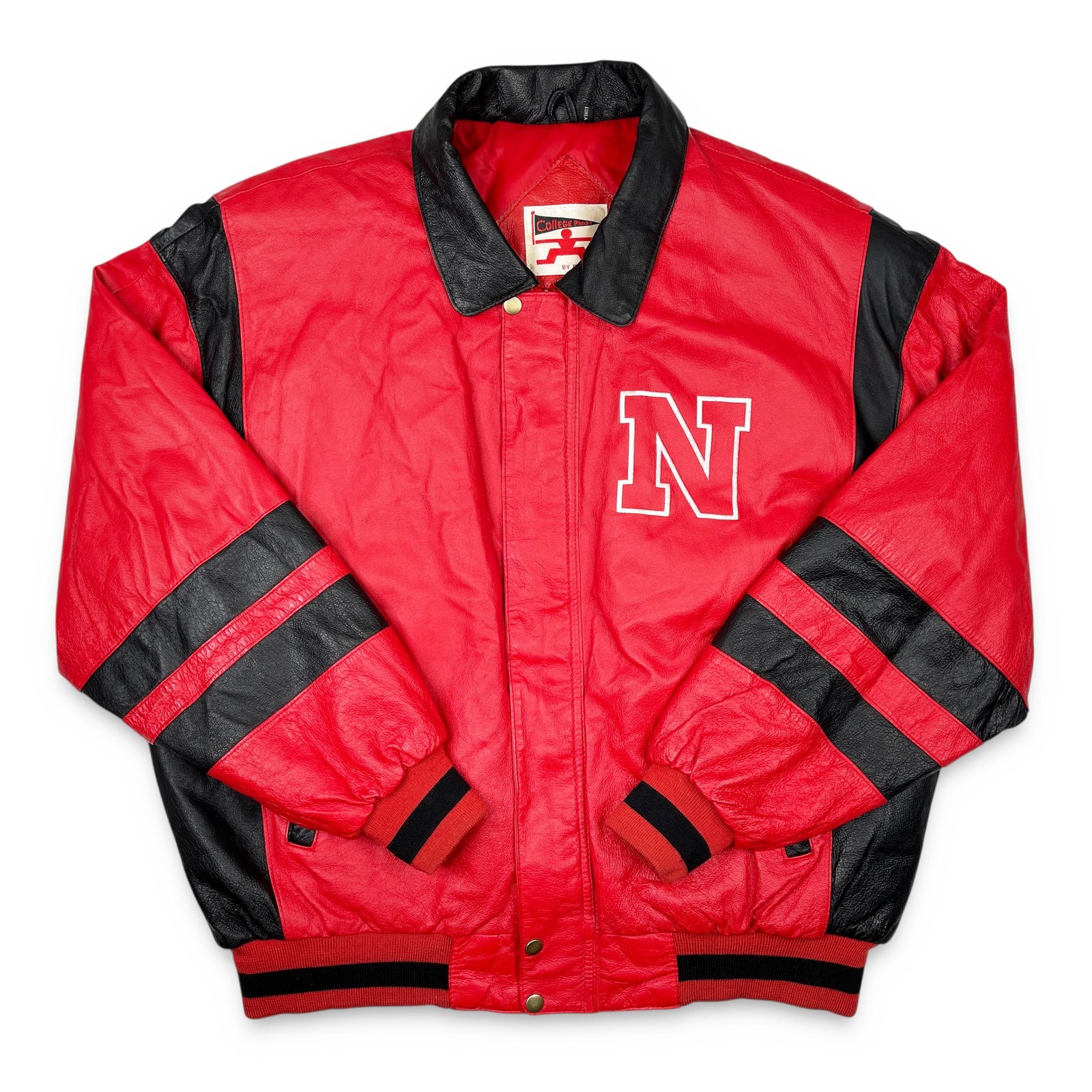 Vintage Nebraska Cornhuskers Jacket • 90s NCAA Huskers Leather College Phase XXL