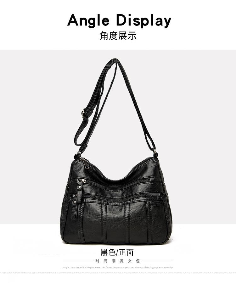 Women’s Soft Leather Crossbody Bag, 2025 Retro Multi-pocket Shoulder Handbag