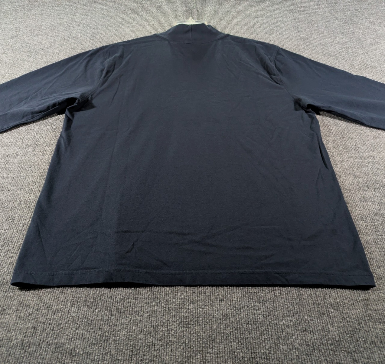 LL Bean Mock Neck Shirt Mens Large Navy Long Sleeve Tee 100% Cotton 508112