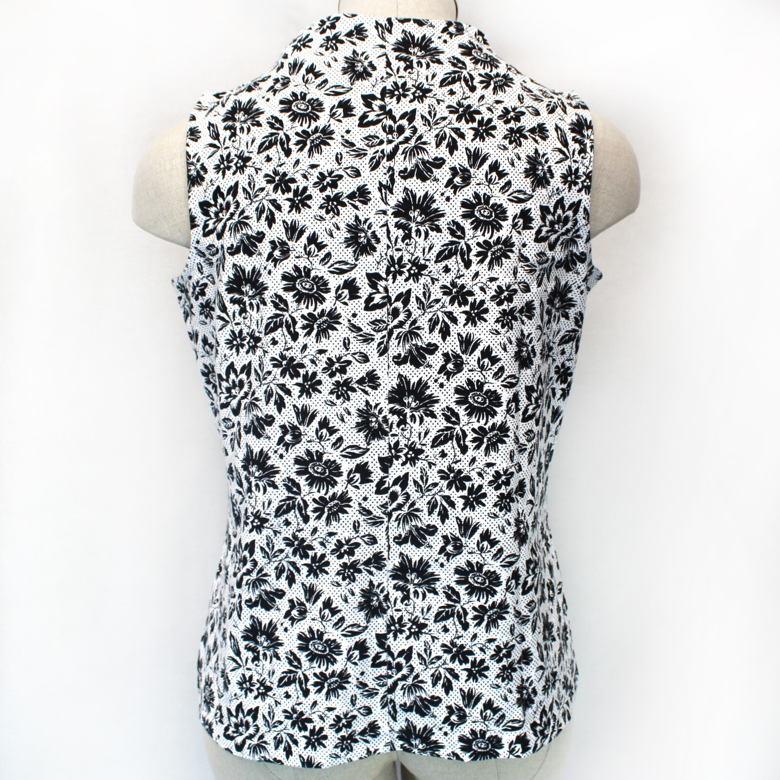 TALBOTS Plus BUTTON DETAIL FUNNEL NECK TANK DOTTED FLORAL TANK TOP 2X Petite