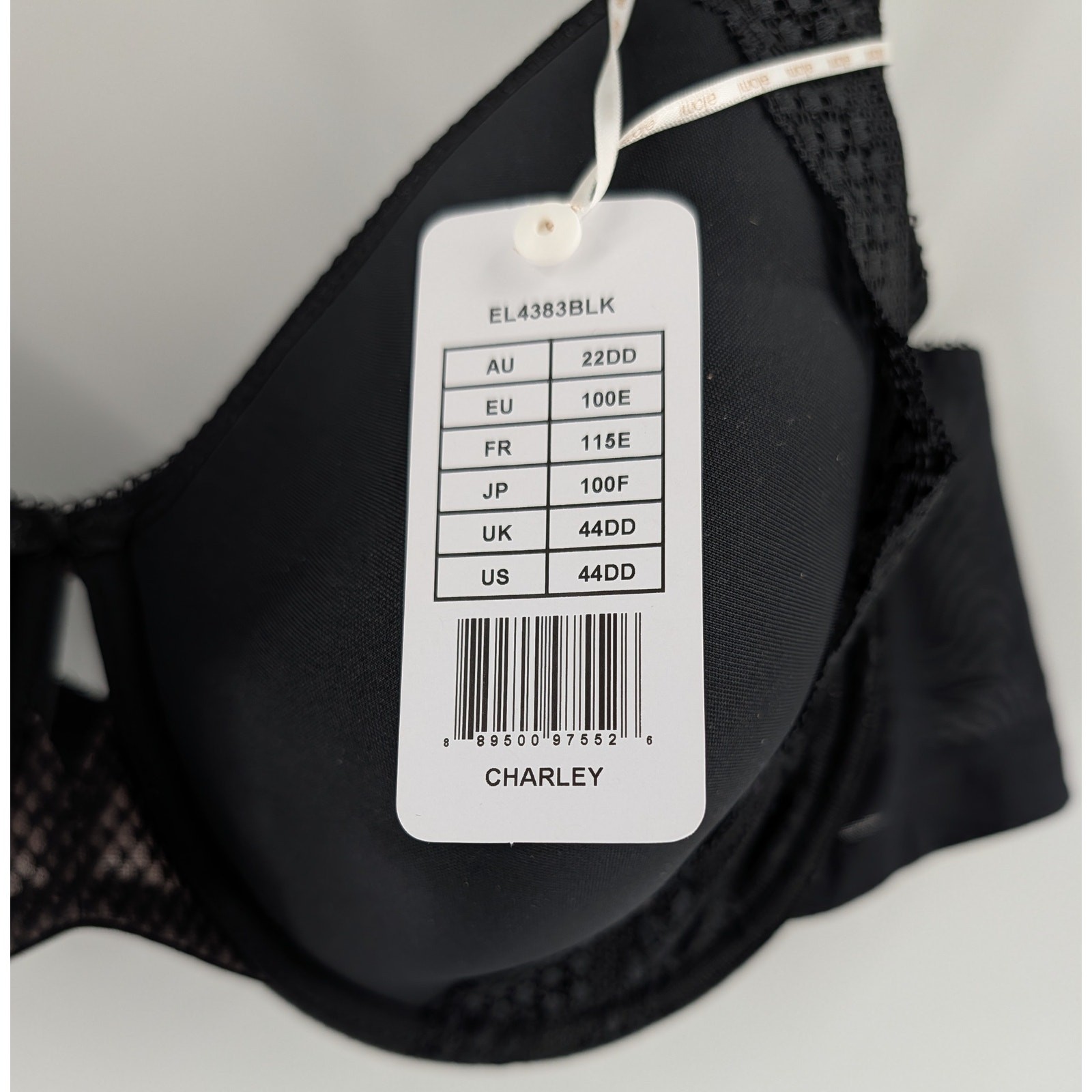 Elomi Black Underwire Bra Lace Charley Spacer Moulded 44DD