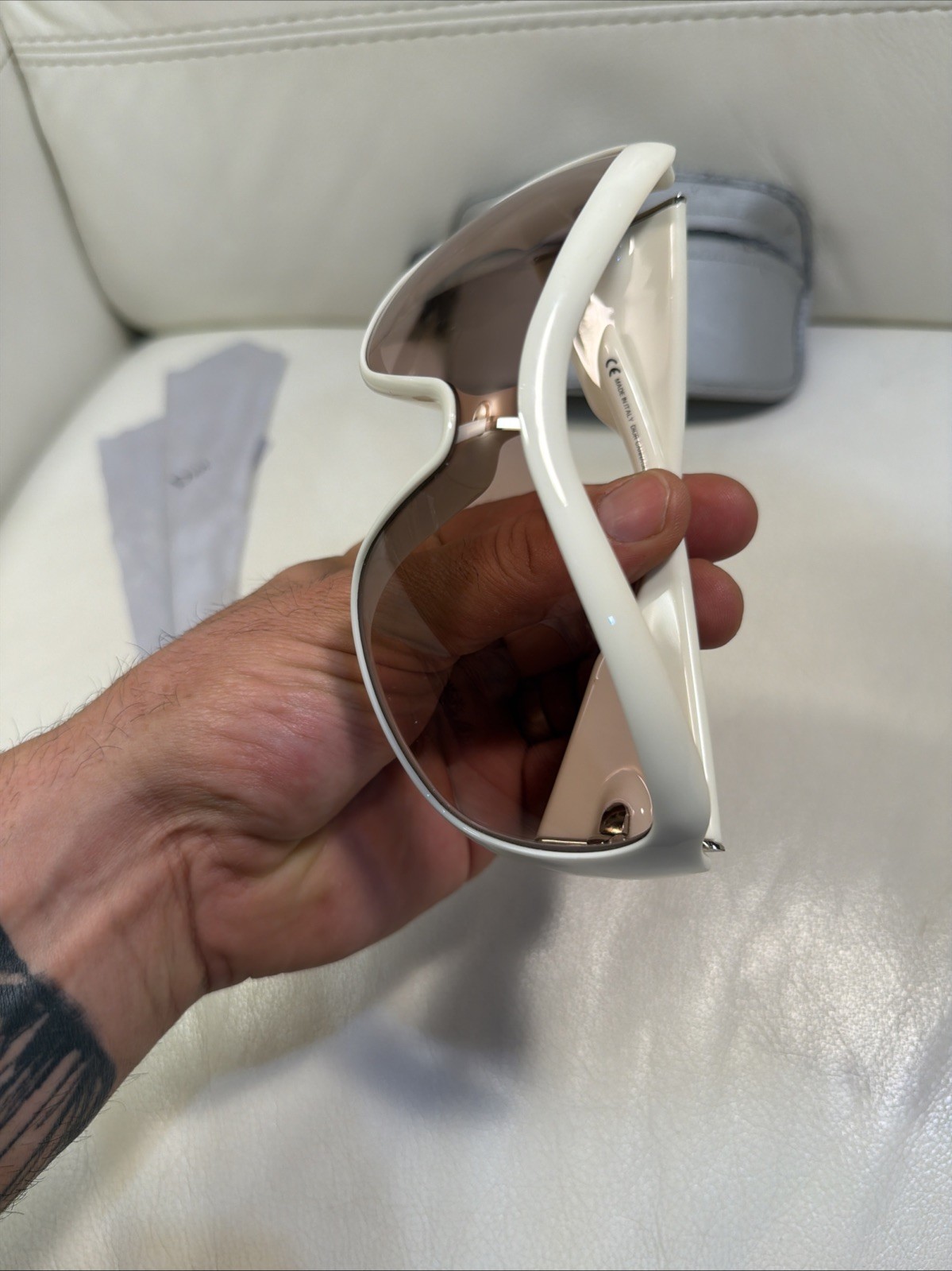 CHRISTIAN DIOR CANNAGE 1 White Vintage Y2K Oversized Wrap Sunglasses Italy