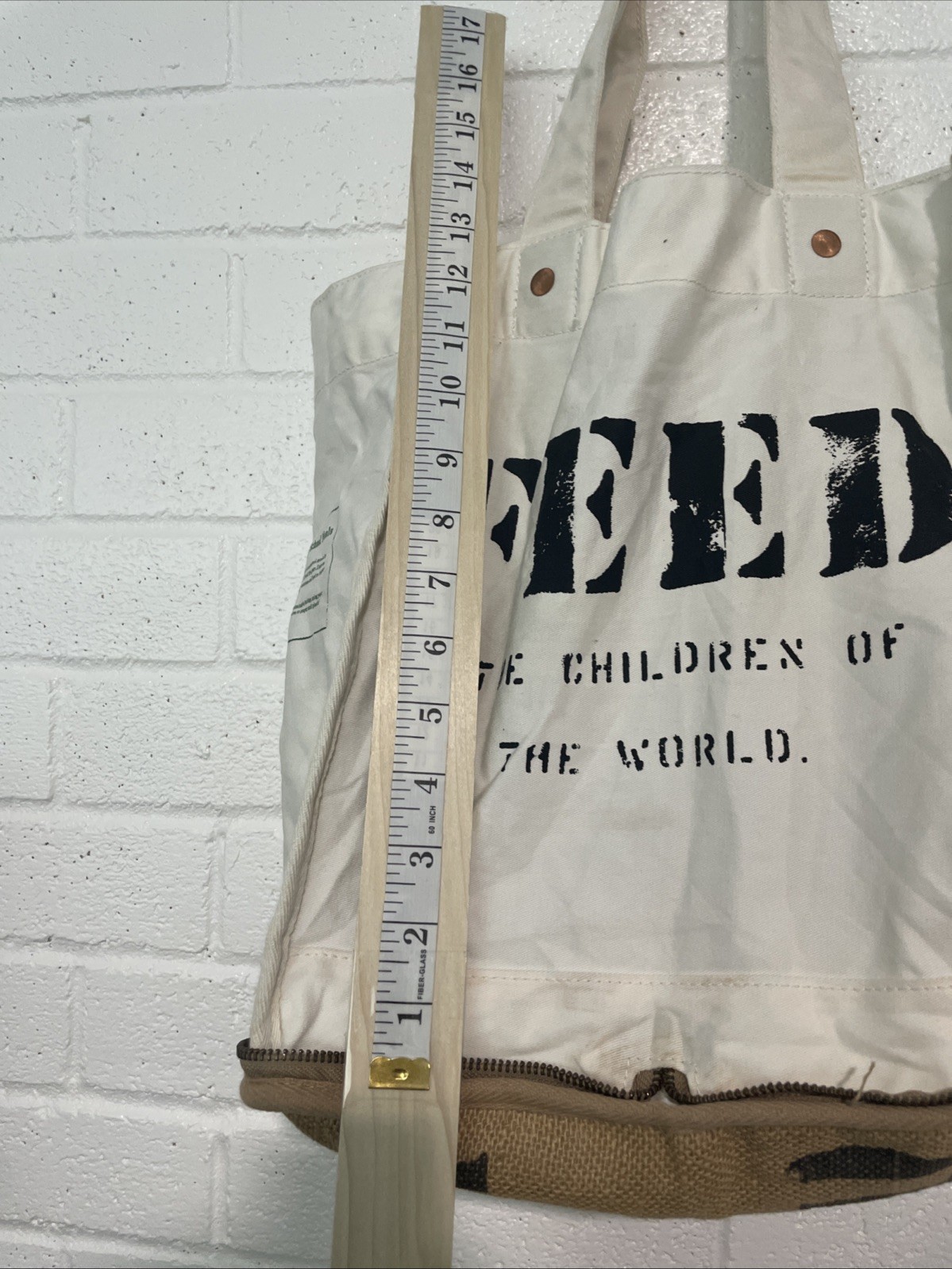 Feed 100 Children of the World Convertible Re-Usable Cotton Tote Burlap Bag