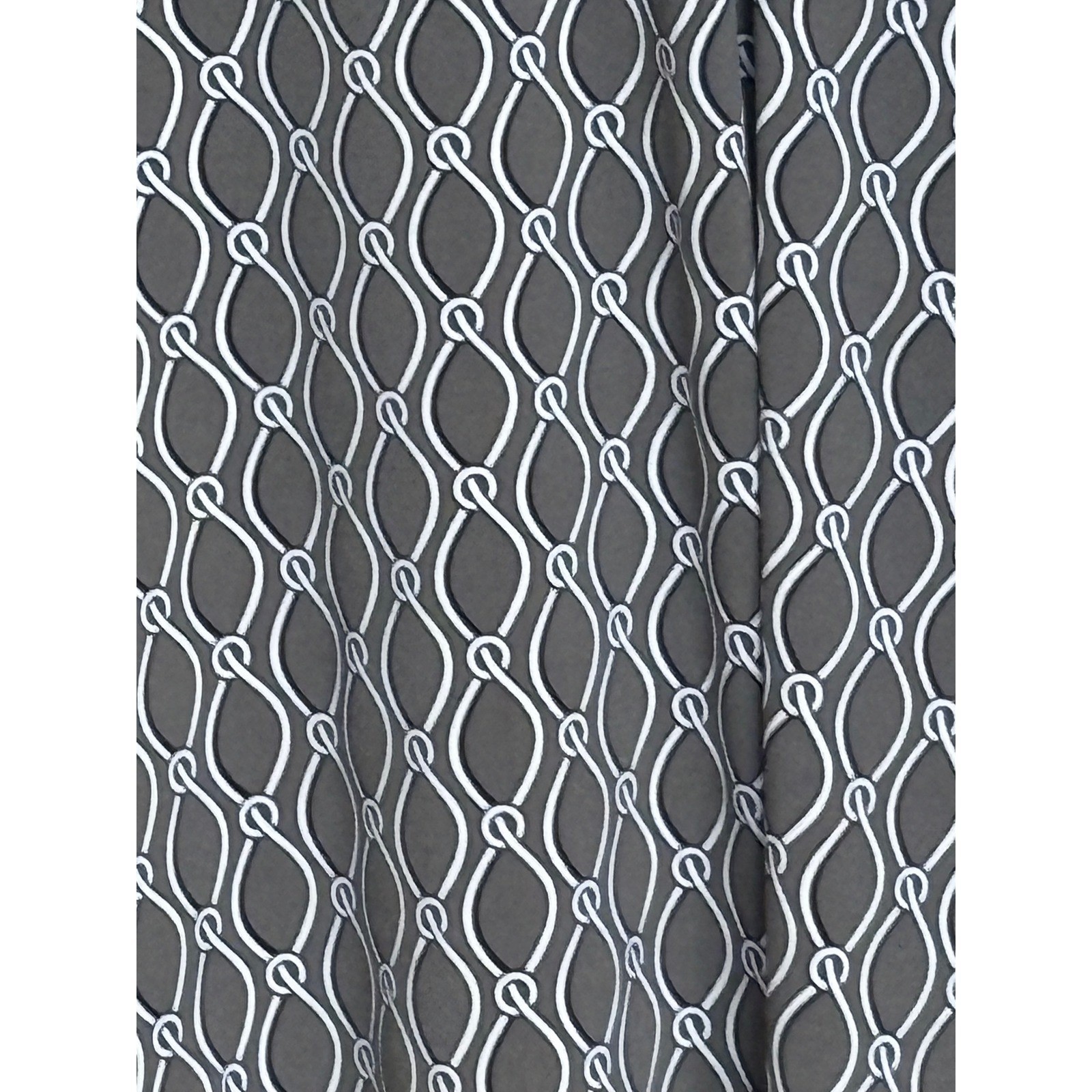 Ann Taylor Factory Gray White Geometric Link Print Flutter Sleeve Midi Dress XL
