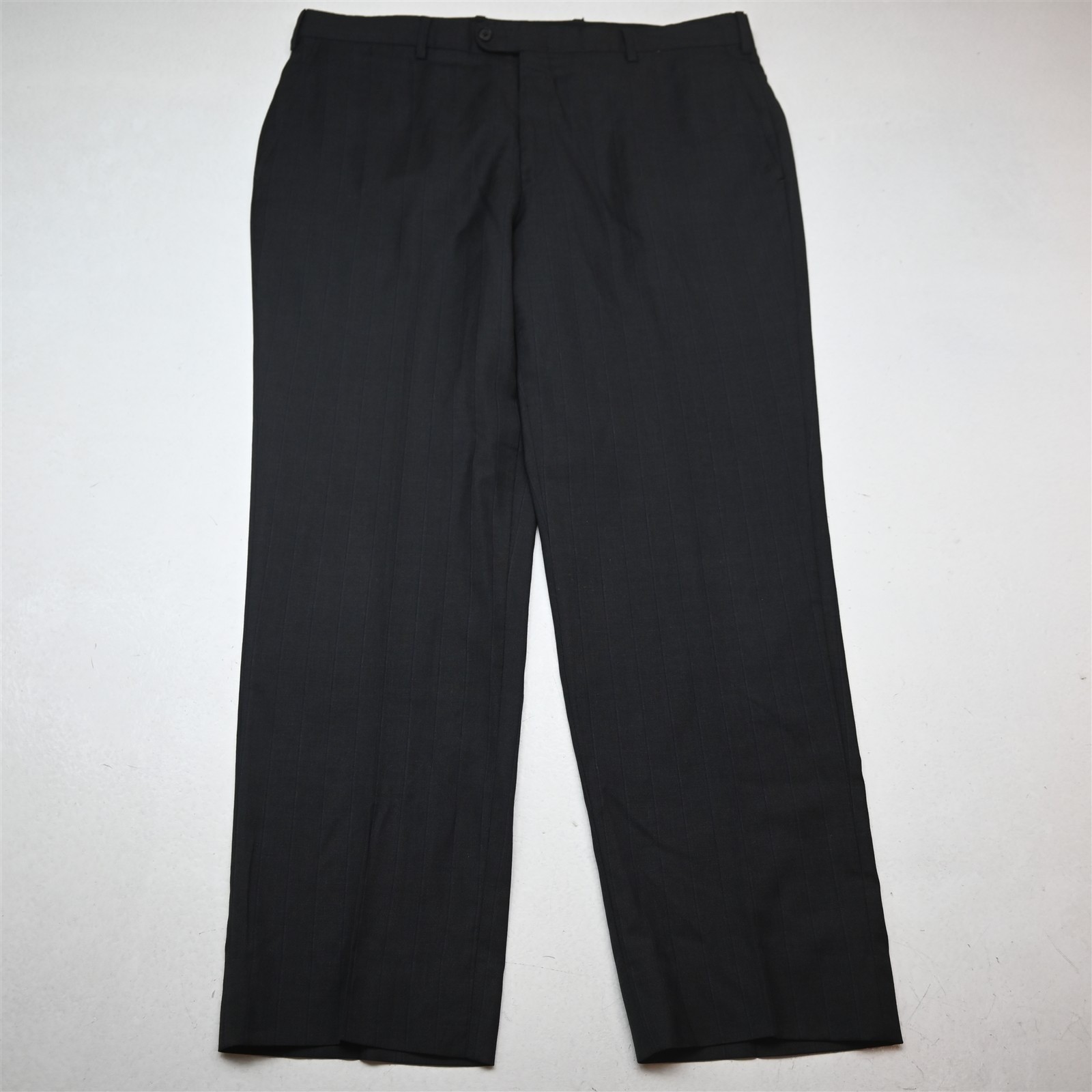 Hickey Freeman 44R 38×30 Gray Striped 100% Wool USA Made Mens Jacket Pants Suit