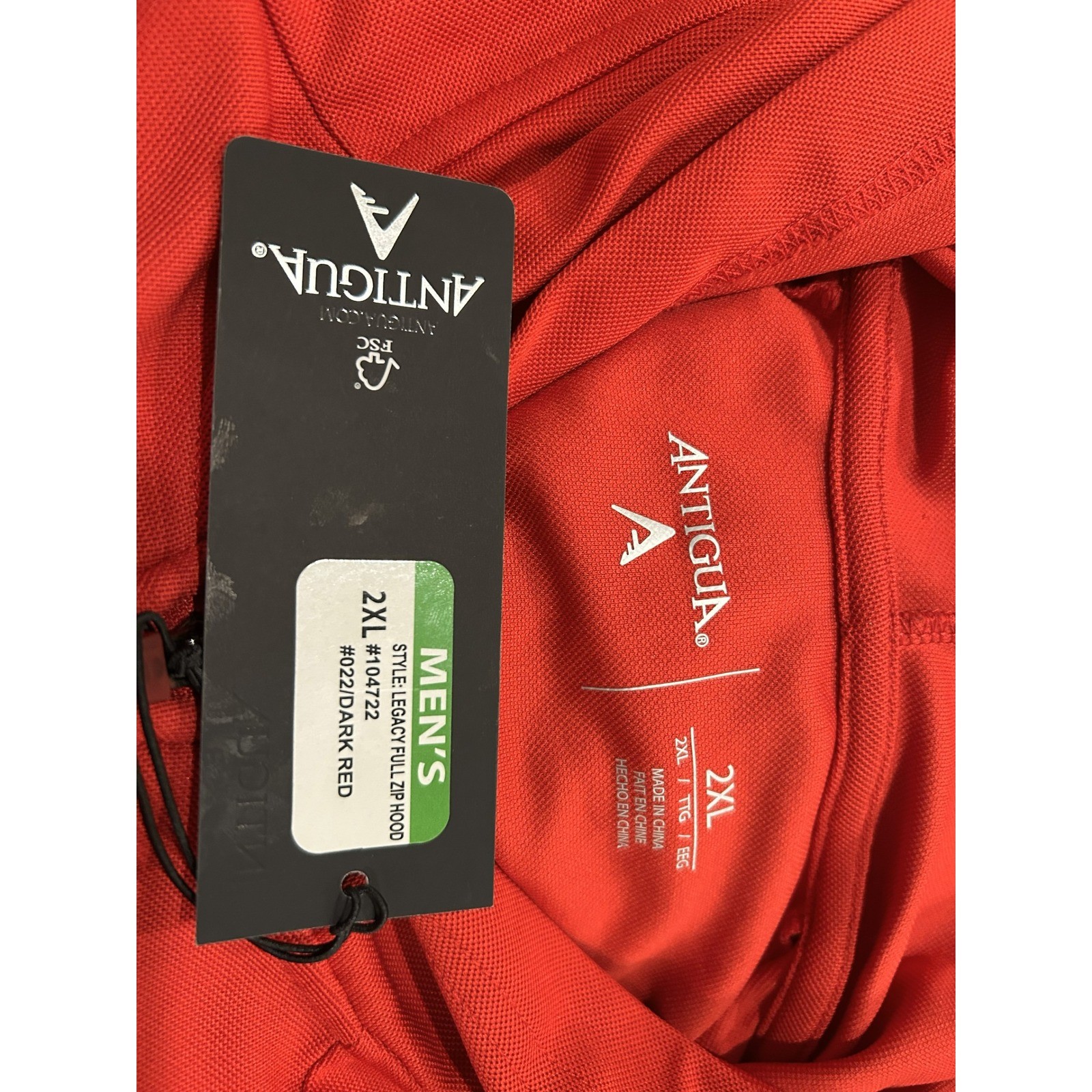 Antigua USA Soccer Full Zip Hooded Jacket Mens 2XL Red Lightweight Performance