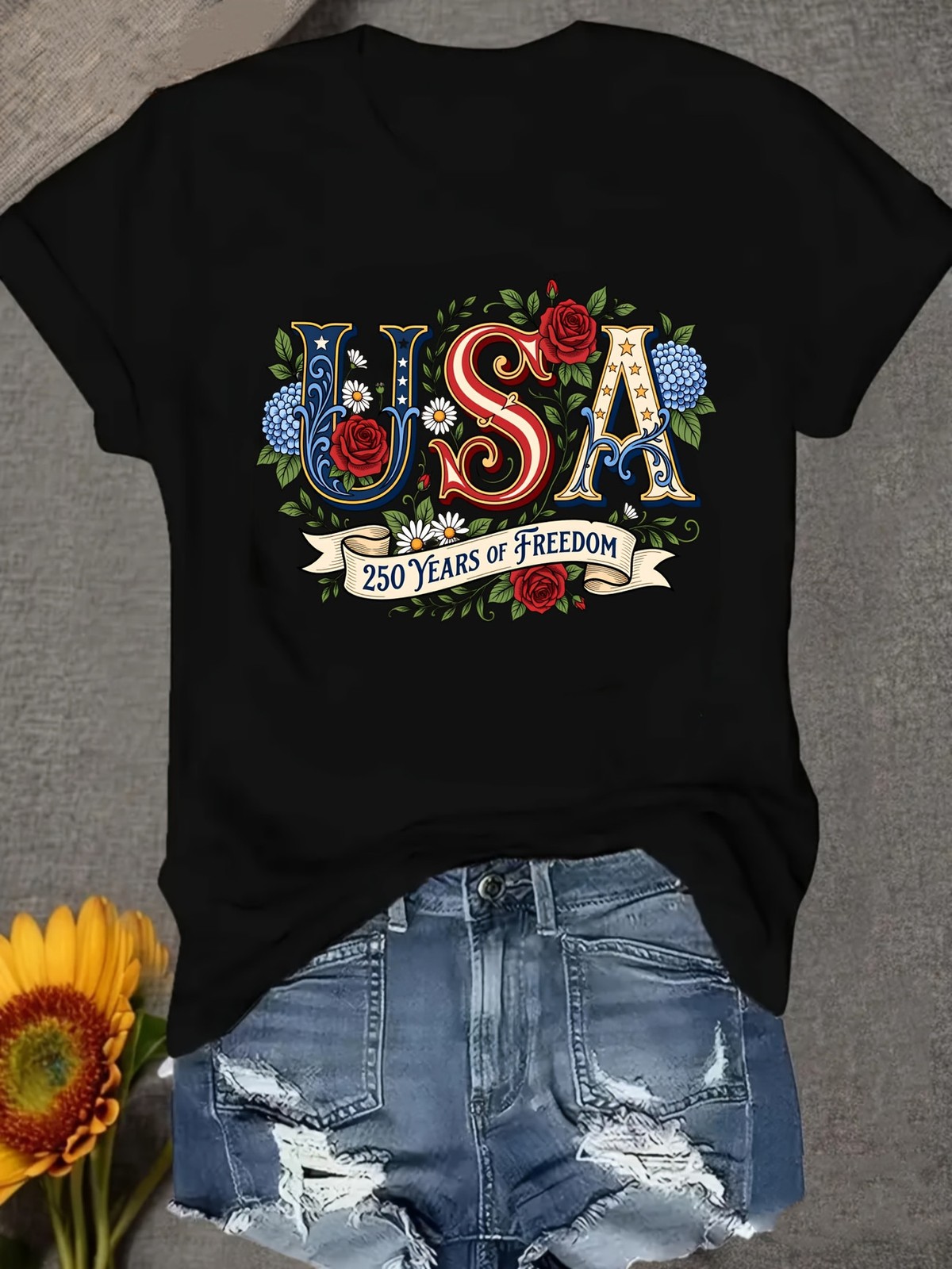 USA 250 Years Of Freedom T-Shirt, 250th United States Of America Shirt Women Tee