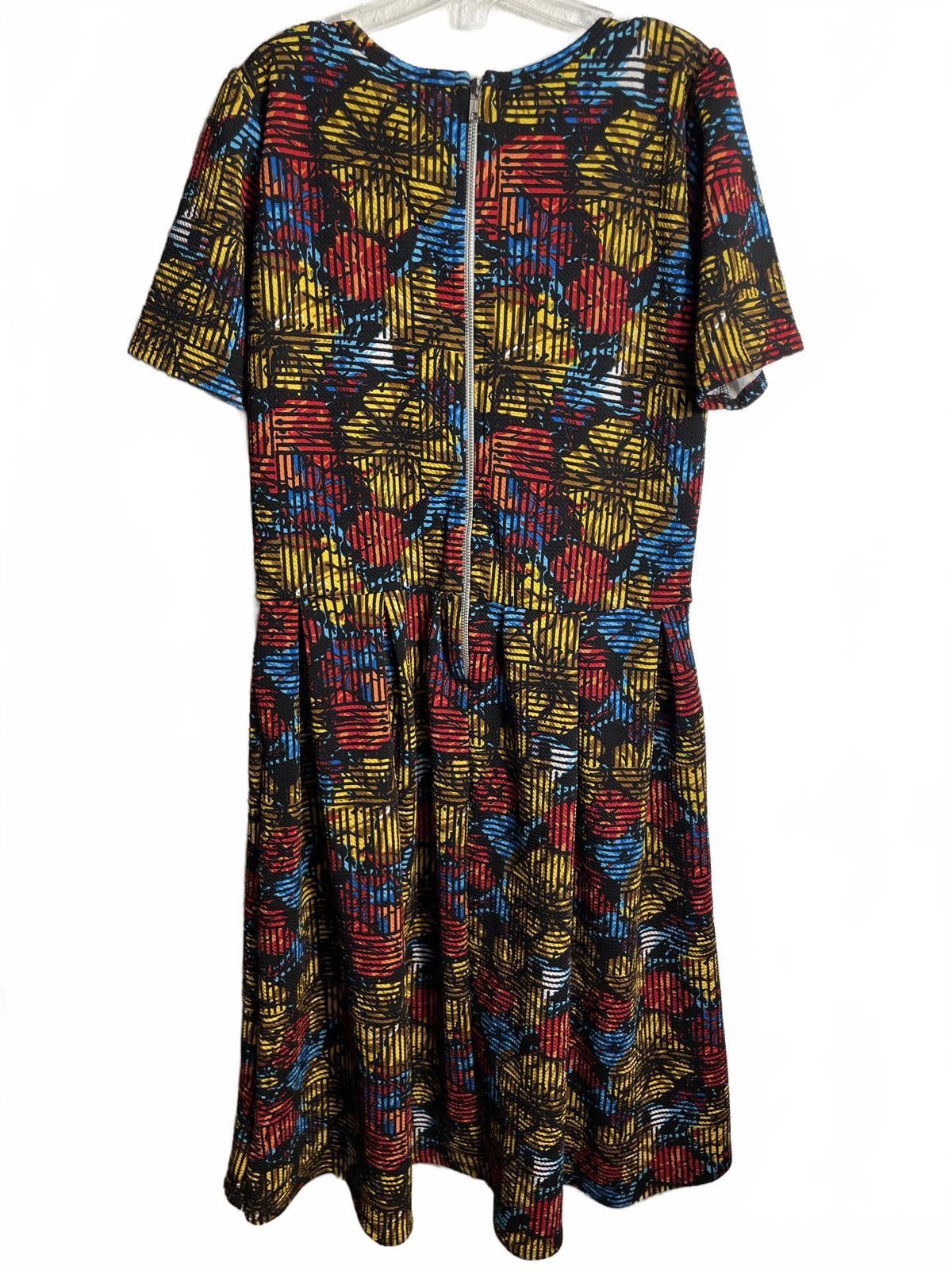 LuLaRoe Dress Mini Women’s Large Puff Shoulder Pleated Retro