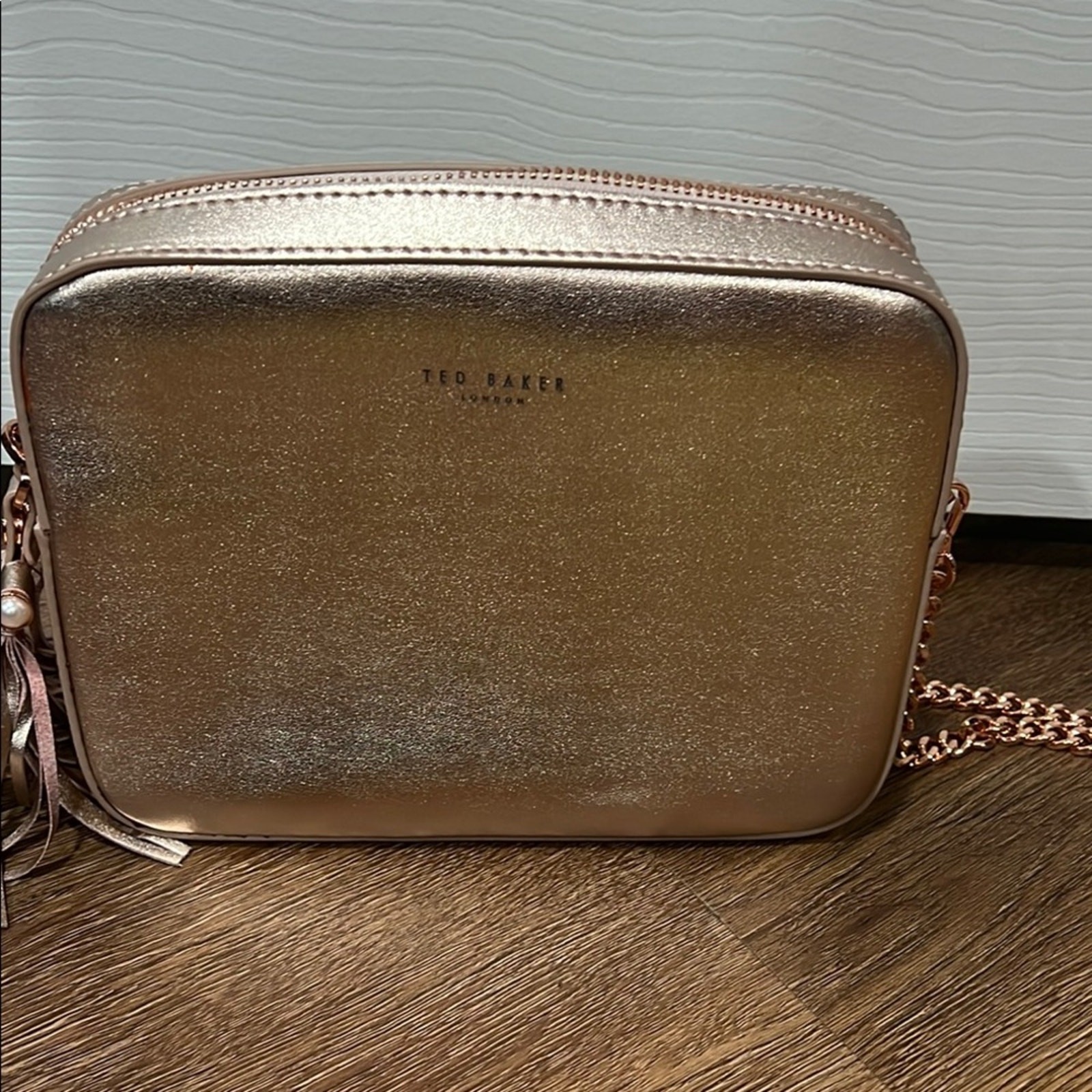 Ted Baker Gold Crossbody Bag with Studded Pearl Design
