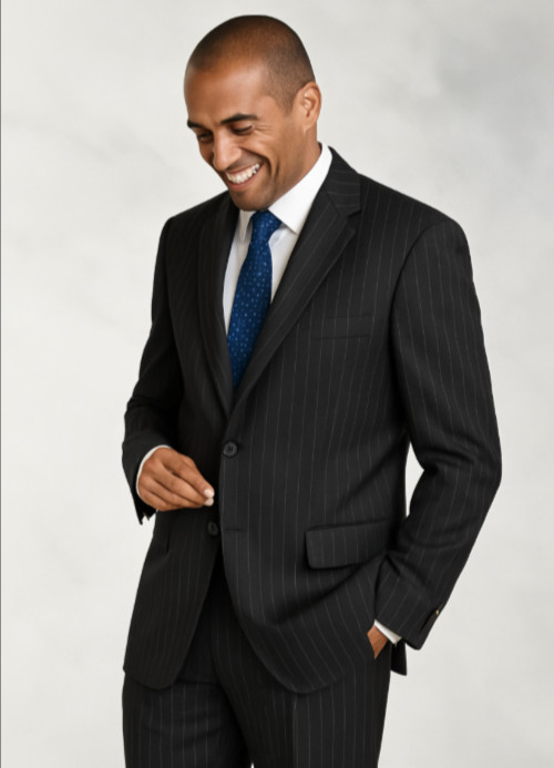 Haspel Cashmere Wool 48L/43W Pinstripe BlazerSuper 100s Black Sport Coat Double