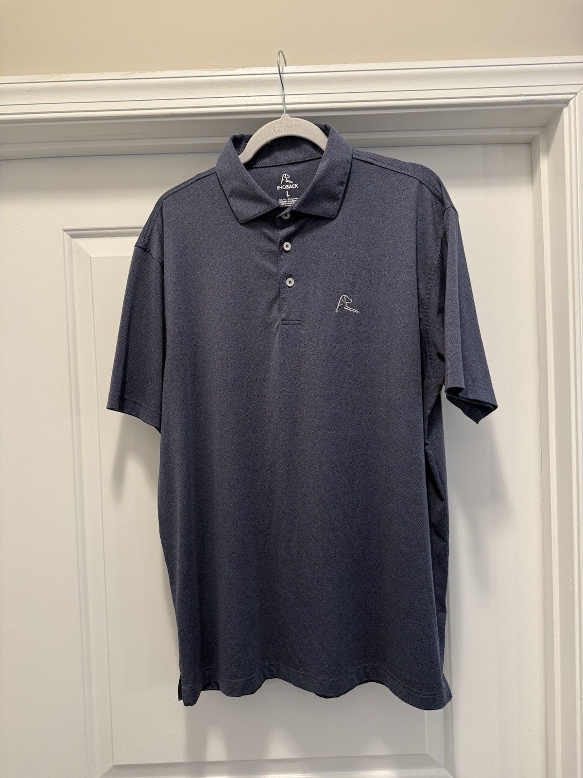 Rhoback Polo Men’s L Heather Blue Short Sleeve Performance Stretch Golf
