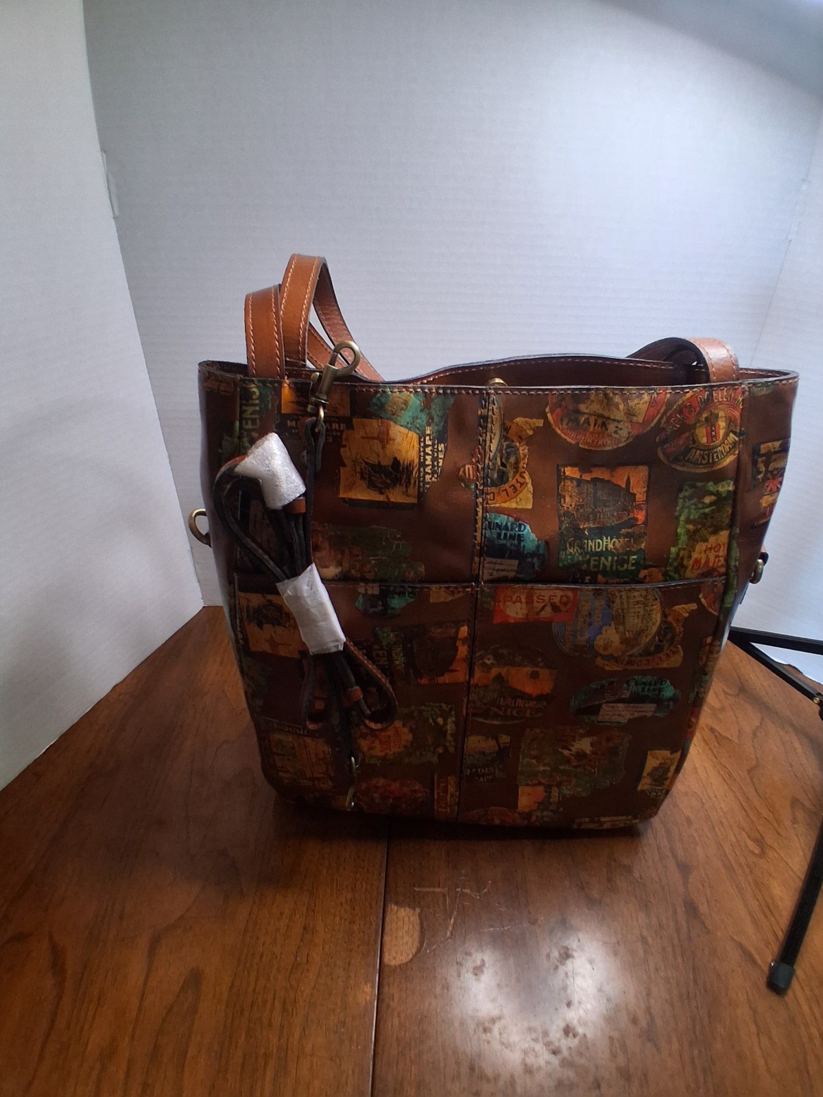 Patricia Nash Brown Multicolor Travel Graphic Tote Medium Double Handles Pockets