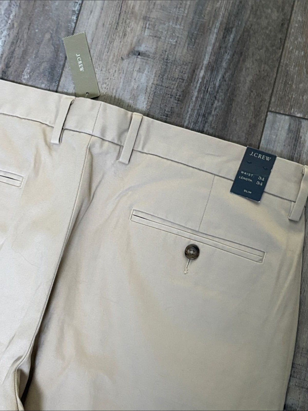 NWT J. Crew Bowery Dress Pant 34×34 Stretch Chino Khaki Slim Preppy Work Office