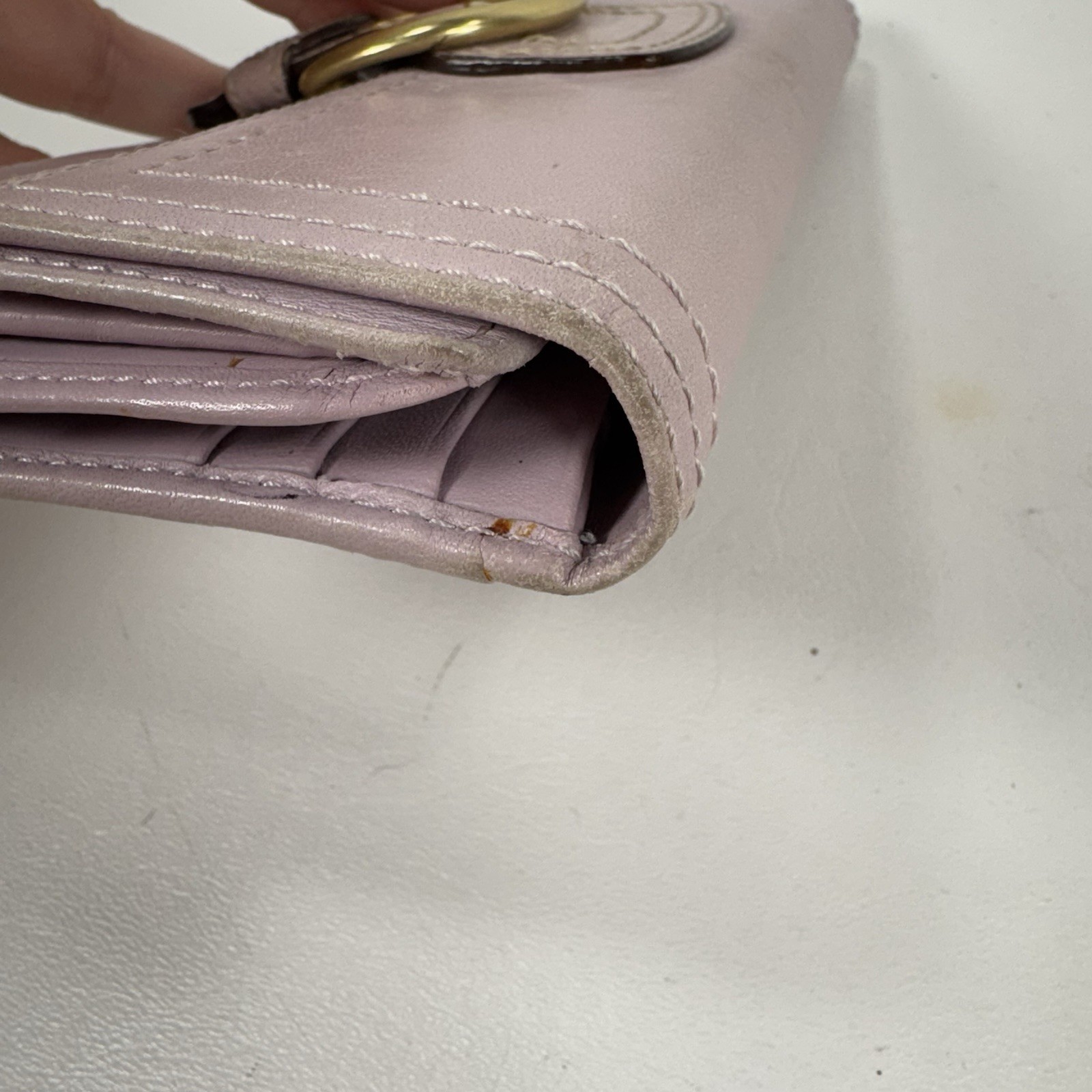 Coach Vintage Soho Purple Lilac Leather Buckle Magnetic Folding Long Wallet