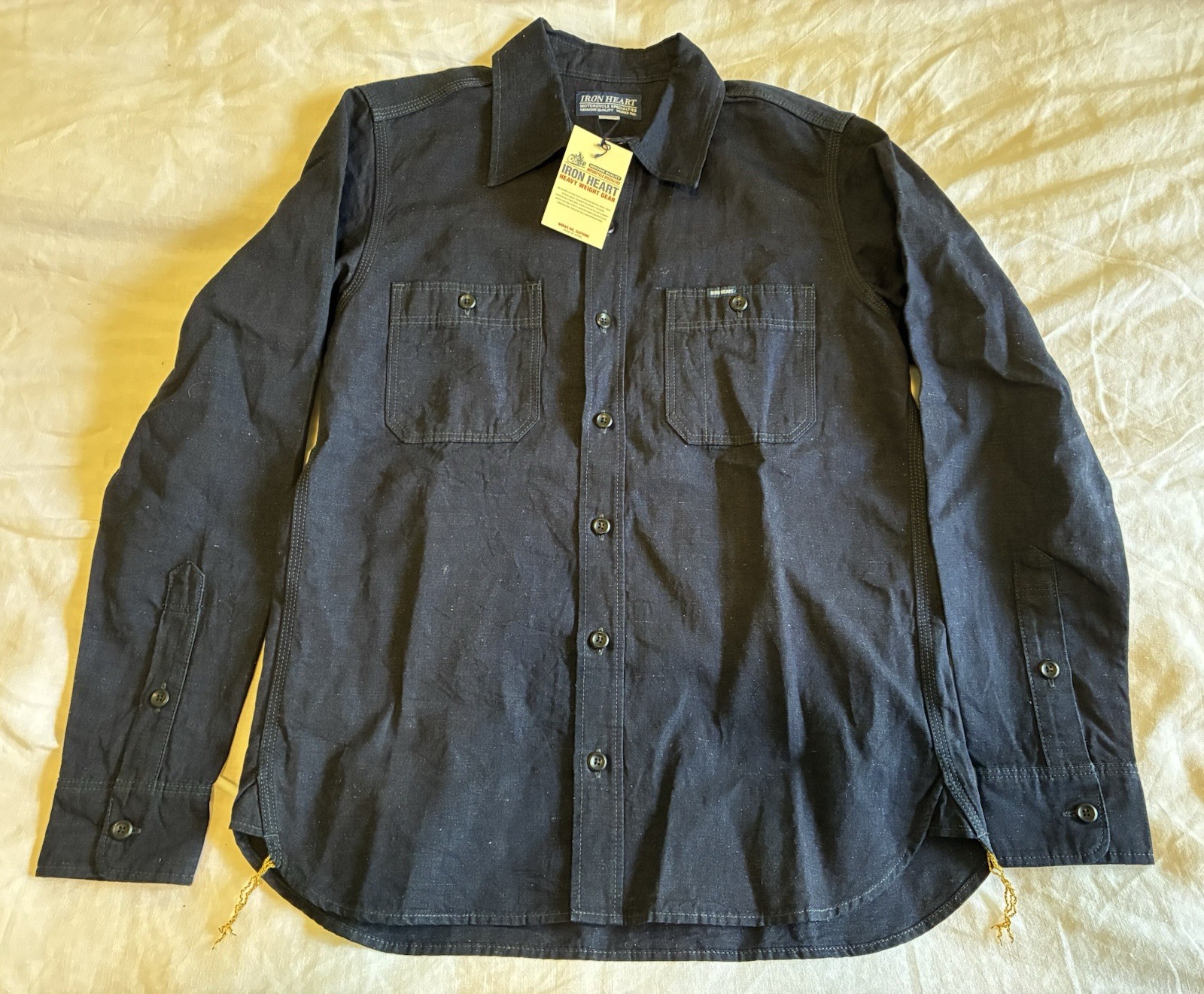Iron Heart Men’s Indigo Denim Button-Up Shirt Long Sleeve M IHSH-443