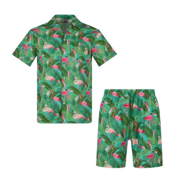 Men’s 2 Piece Matching Summer Hawaiian Beach Outfit Short Sleeve Set Sizes S-2XL
