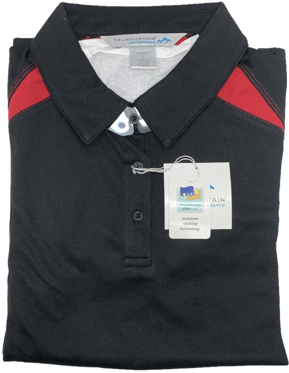 Tri-Mountain Performance Lady Lightning KL119 Birdeye Golf Polo Black/Red Size L