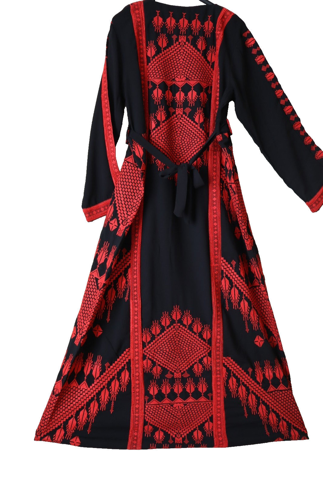 Traditional Palestinian / Jordanian Embroidered Thobe Kaftan Dress Black -NOUR