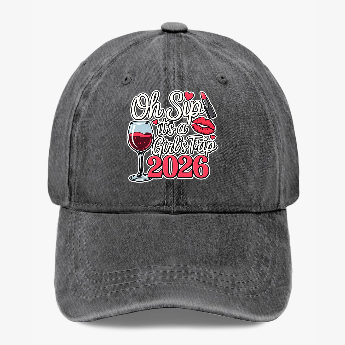 Oh Sip It’s A Girls Trip 2026 Hat Funny Bachelorette Wine Party Baseball Cap