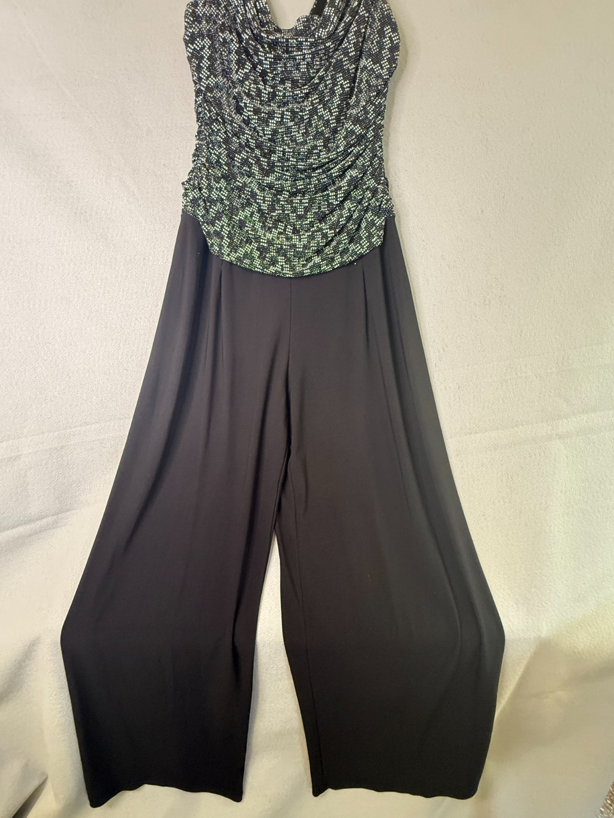 Womens R & M Richards Black Jumpsuit black dressy Size 12 Hand wash
