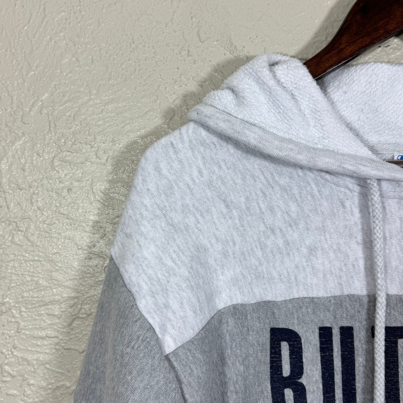 Butler Champion Reverse Weave Hoodie Cropped Sweatshirt Small Spellout Logo Y2K