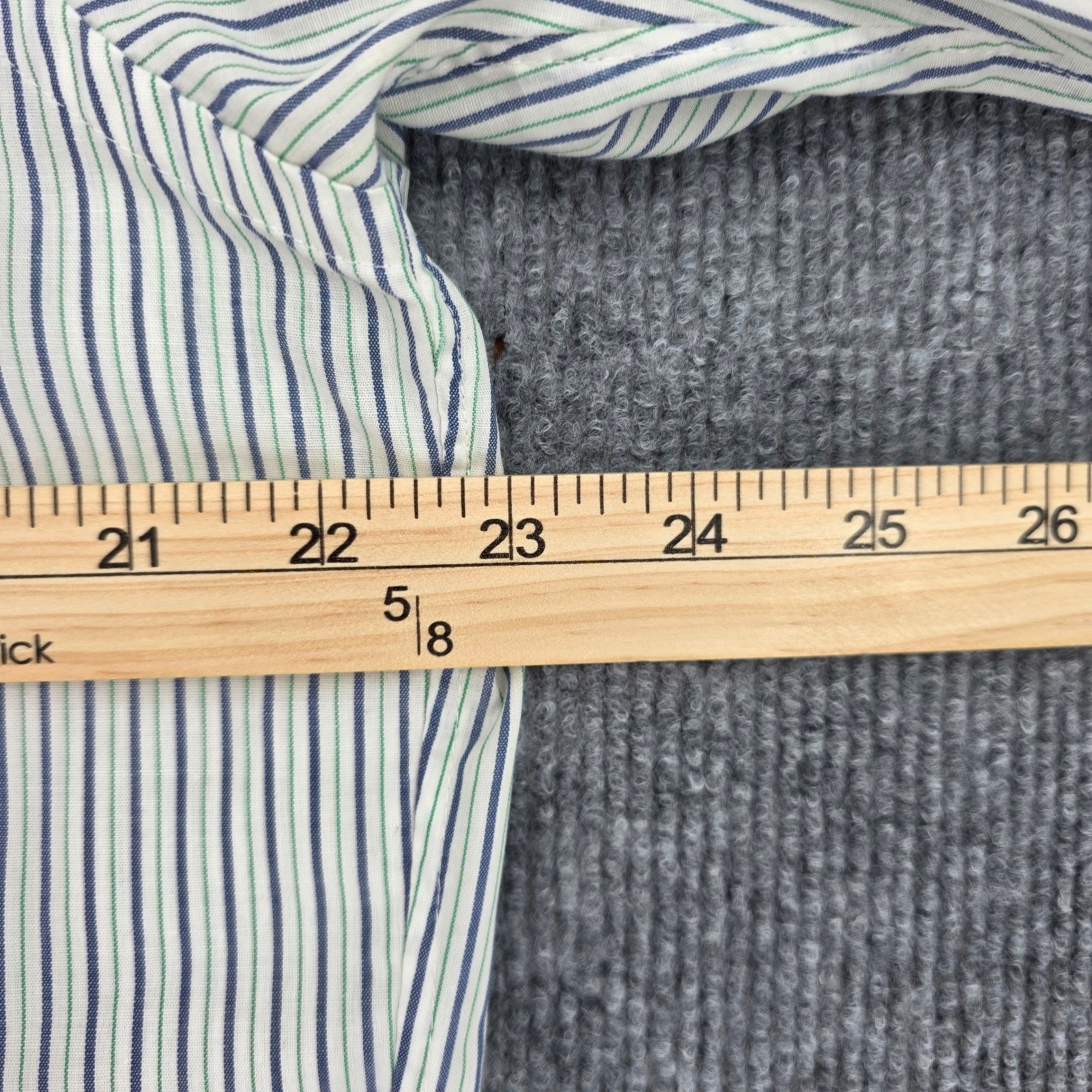 Vintage Culwell & Son Hathaway Striped Shirt Mens 16-34 Blue Green Poplin USA