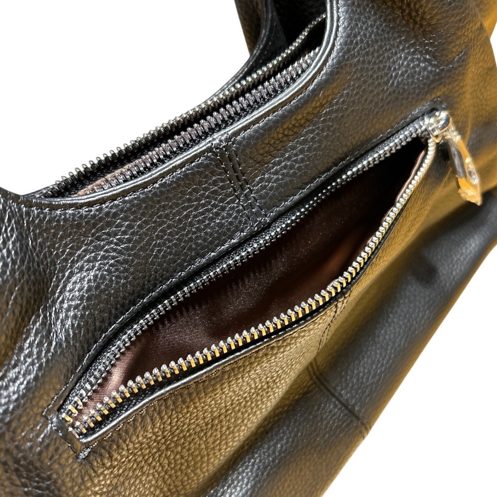 Iswee Leather Hobo Handbag Black Textured Silver Hardware 13″ Long 6.75″ Tall
