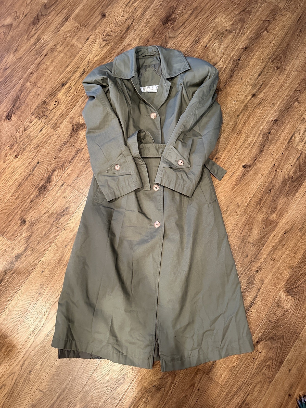 Brem Rainwear Trench Rain Coat Women’s green Removable Belted Size 6P Russia