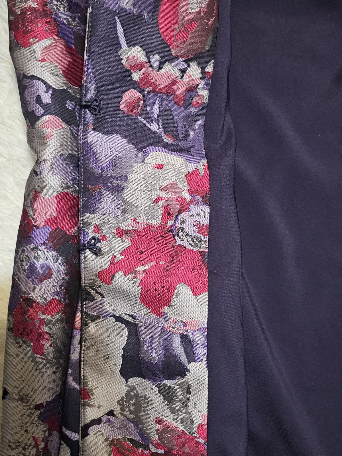 Chicos Floral Brocade Topper Jacket Coat Purple Pink Metallic Jacquard 3.5 US 18
