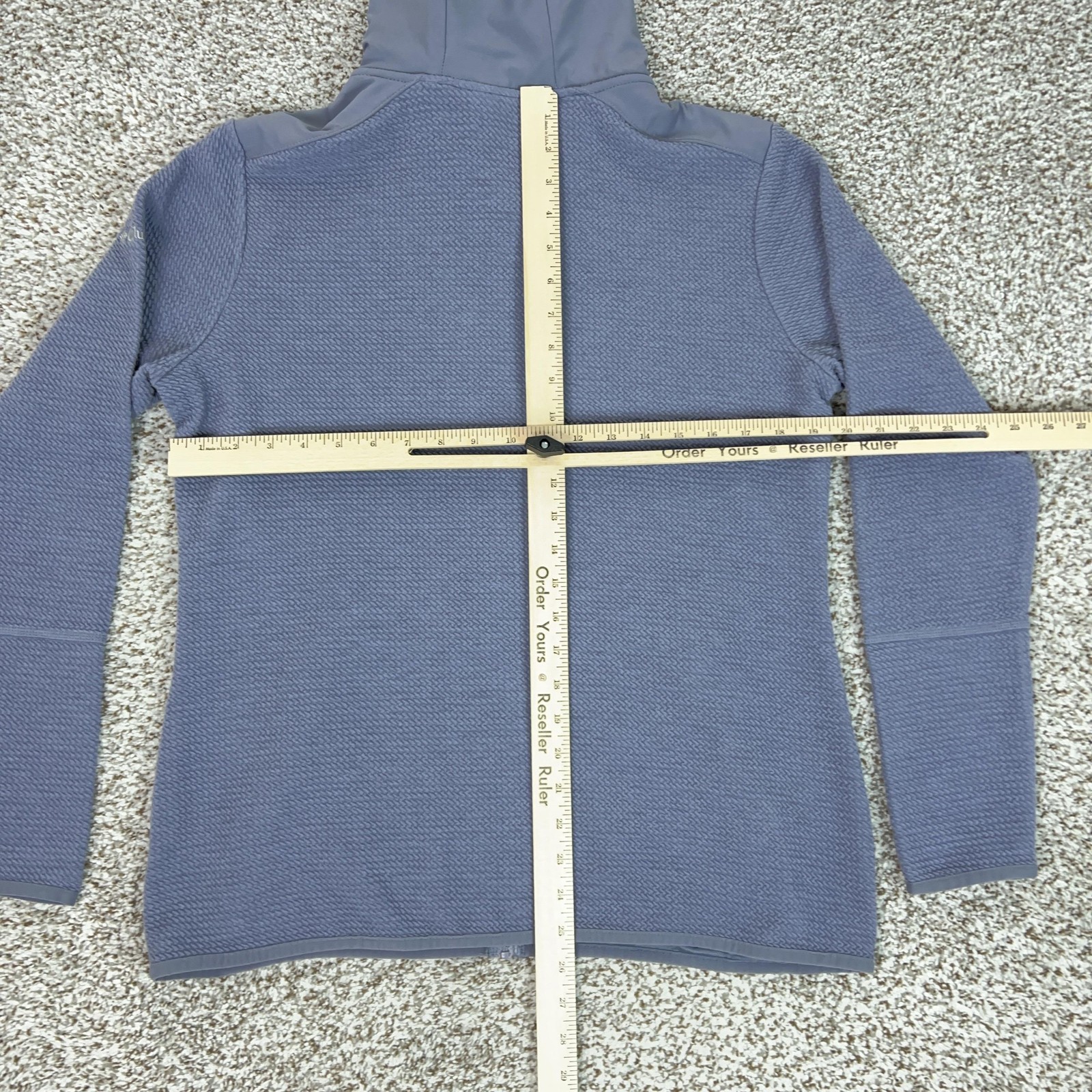 Columbia Jacket Womens XL Blue Hooded Textured Knit Full Zip Outdoor Sweater