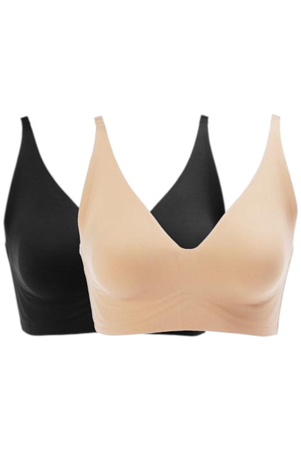 Rhonda Shear 2-pack Gel Bra without Back Closure Black/Beige