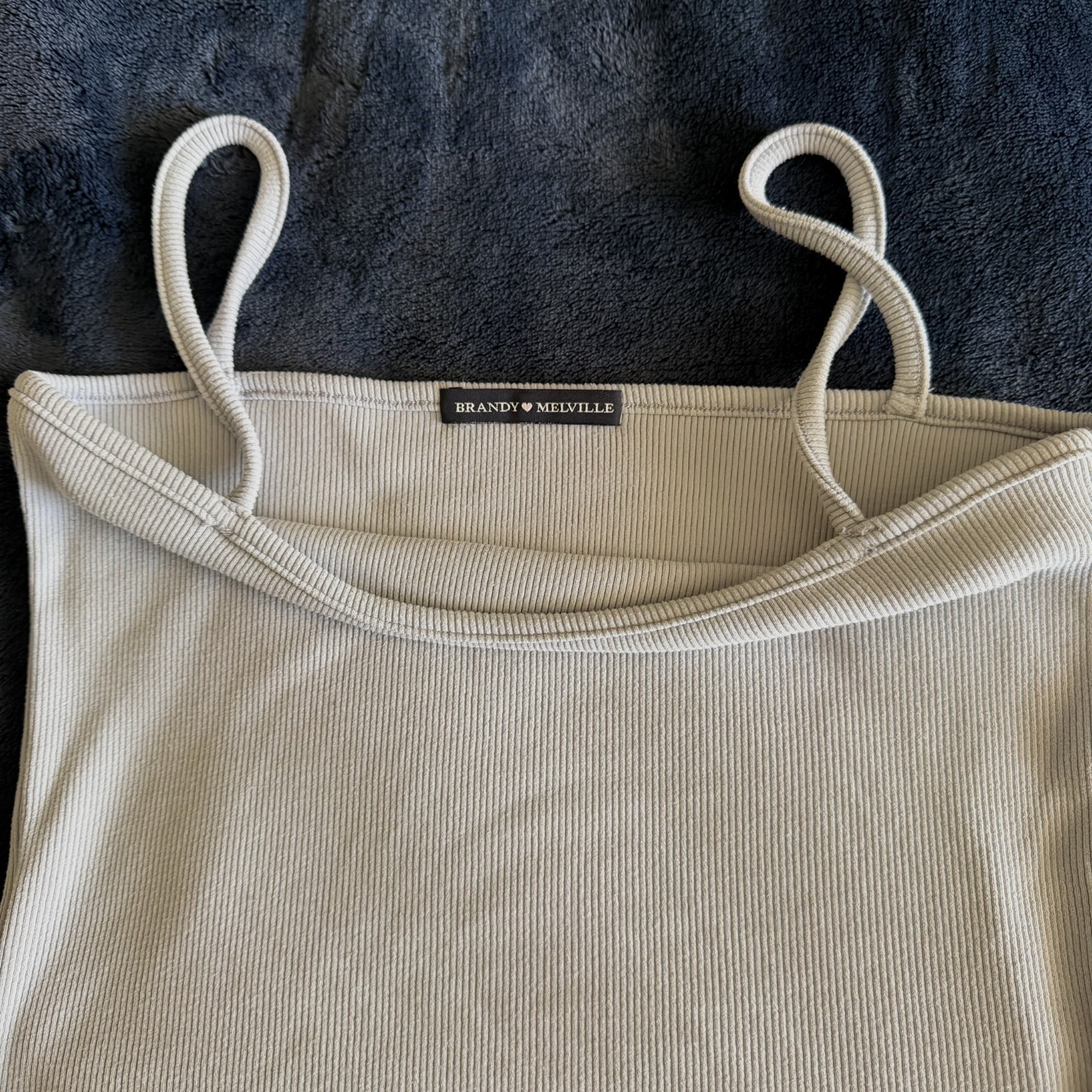 Brandy Melville Top Womens Pale Blue Ribbed Crop Tank