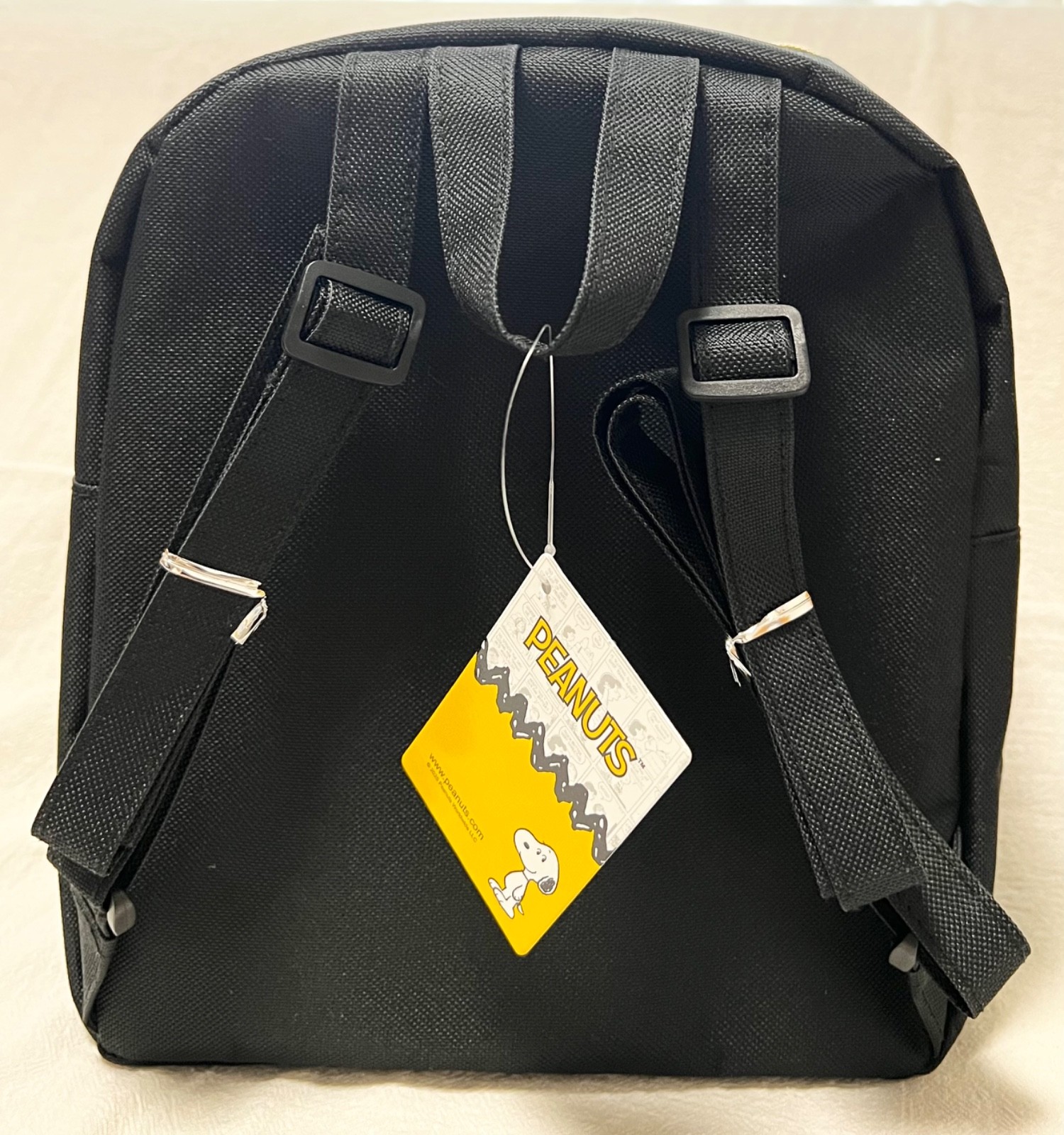 Peanuts Snoopy Woodstock Mini Backpack Black Gold Zipper Bag NWT Japan