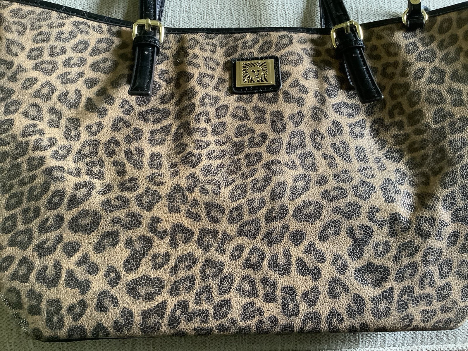 ANNE KLEIN Animal LEOPARD Print VEGAN Leather Shoulder Handbag Hot Pink Interior