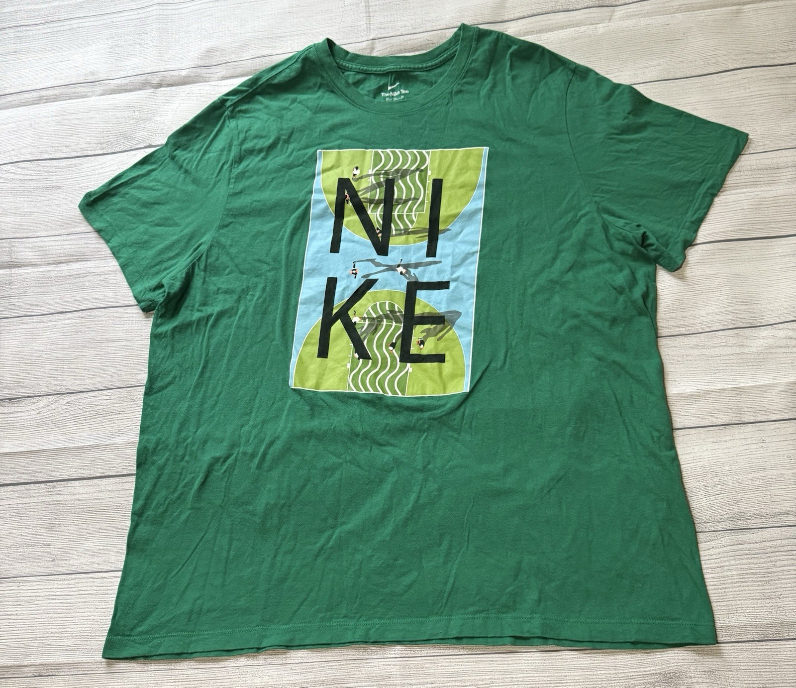 Nike Green Basketball Court Graphic T Shirt Size 2XL XXL Rare